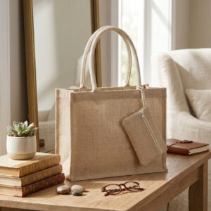Cabas Toile de Jute et sa Petite Pochette Complice – Personnalisable