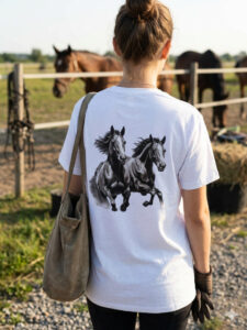 Creations des Aulnes Textiles Tee shirt personalise noir et blanc