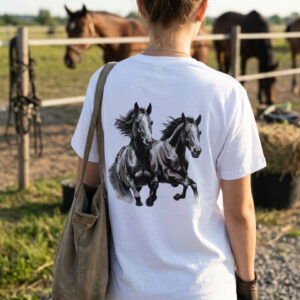 T-shirt Coton Femme "Galop de Liberté" – Imprimé Dos