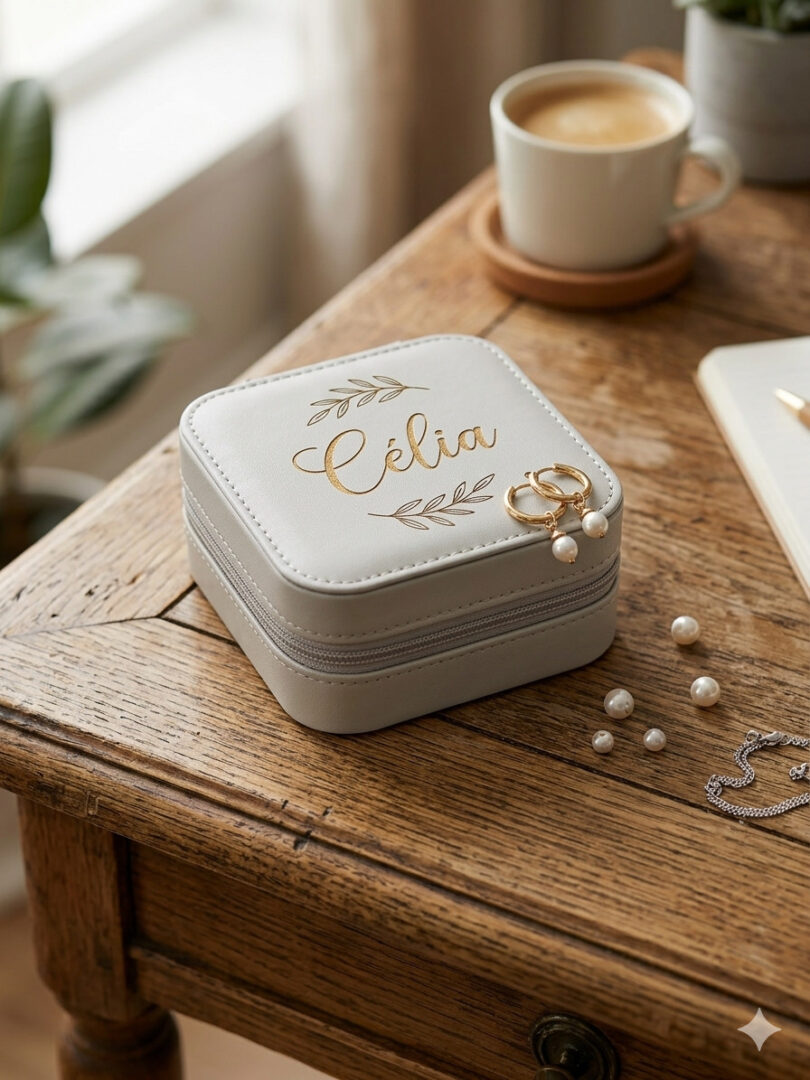 Creations des Aulnes Accessoires Boite a bijoux grise