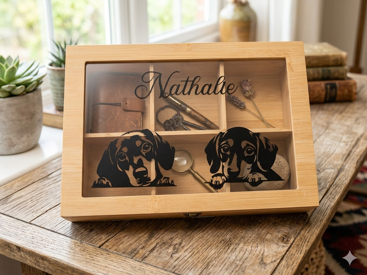 Creations des Aulnes Decorations Boite a The chiens